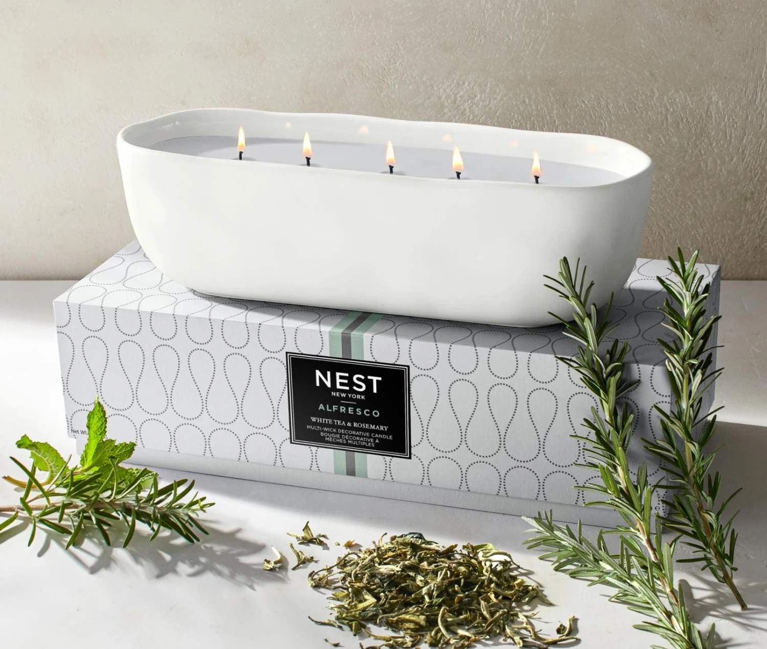 White Tea & Rosemary Alfresco Multi-Wick Decorative Candle White Tea & Rosemary Alfresco Multi-Wick Decorative Candle -Fragrances Sales NESTNY ALF WTR CAN MULTI 3