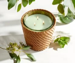 Rattan Wild Mint & Eucalyptus 3-Wick Candle -Fragrances Sales NESTNY RATTAN WELL ECS CAN 3W 3