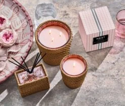 Rattan Himalayan Salt & Rosewater 3-Wick Candle -Fragrances Sales NESTNY RATTAN WELL HSR CAN 3W 4